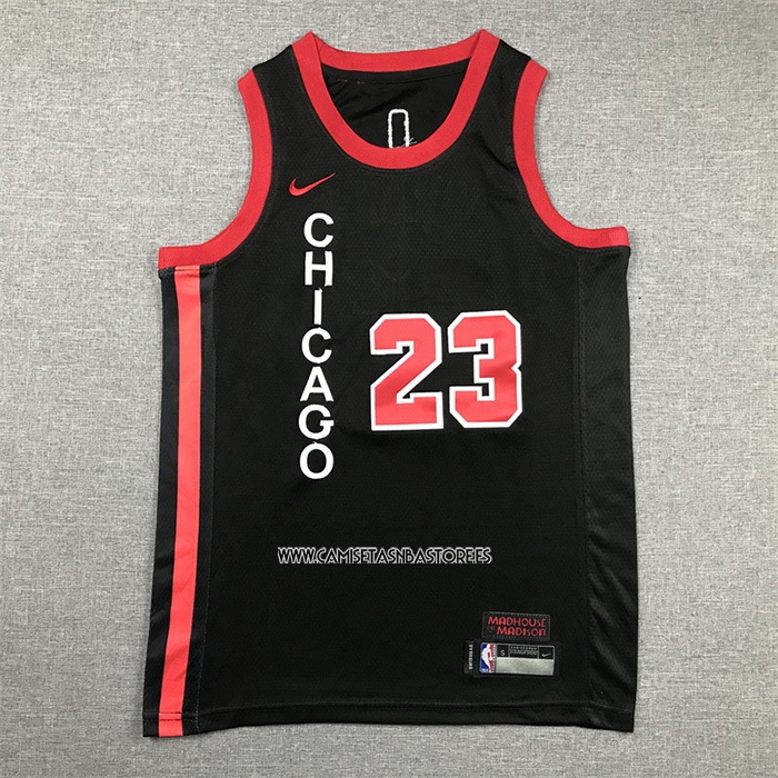 Michael Jordan NO 23 Camiseta Nino Chicago Bulls Ciudad 2023-24 Negro